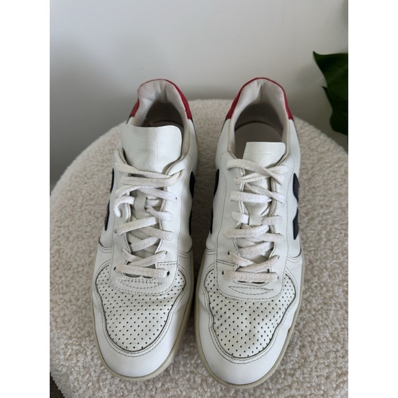 Veja V-10 women's Sz 10 White Red Navy Leather Sneakers Lace Up Vegan Leather - Picture 5 of 10
